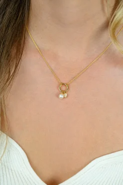 Sale Zinzi gold plated zilveren ketting met ronde sluitring en twee luxe bedels 42-45cm ZIC2738
