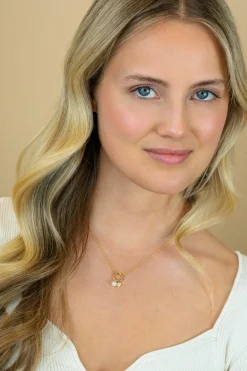 Sale Zinzi gold plated zilveren ketting met ronde sluitring en twee luxe bedels 42-45cm ZIC2738