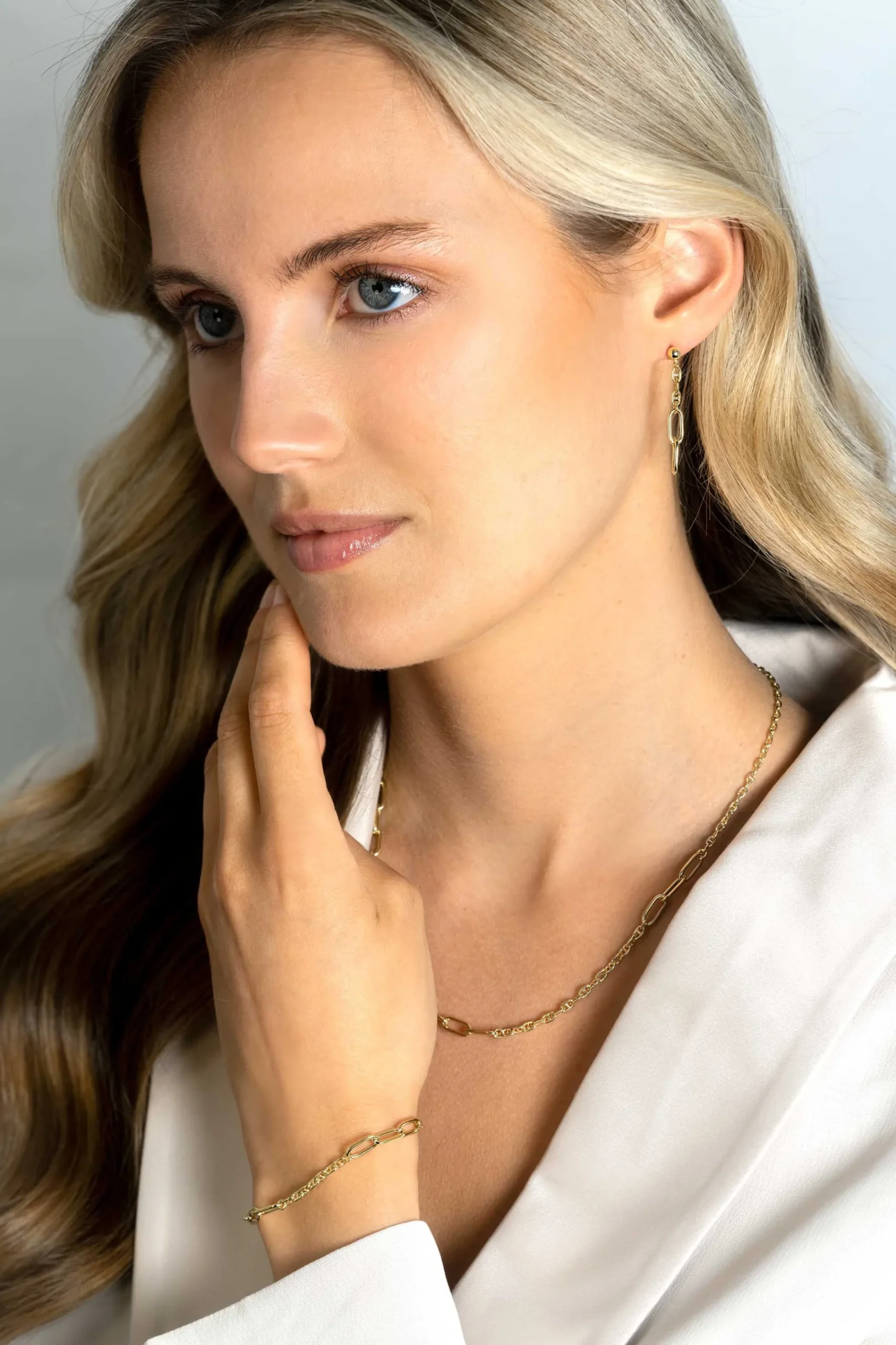 New Zinzi gold plated zilveren marine schakel ketting, gecombineerd met grotere ovale schakels 42-45cm ZIC2413G