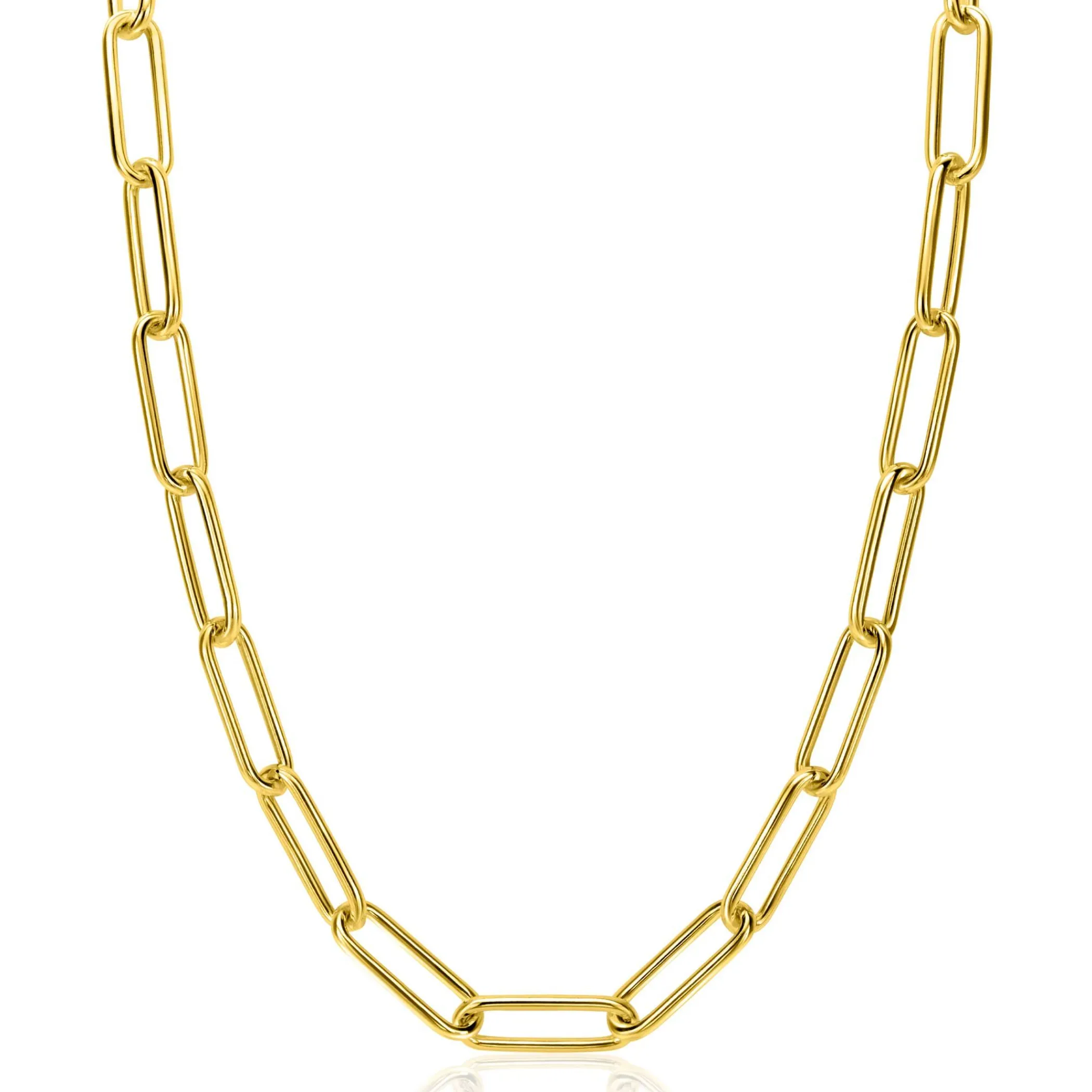 Hot Zinzi gold plated zilveren schakelketting 45cm met schakels van 7mm lang ZIC2533G