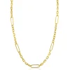 Outlet Zinzi gold plated zilveren schakelketting met vijf lange ovale schakels 5,5mm breed 43-47cm ZIC2711G