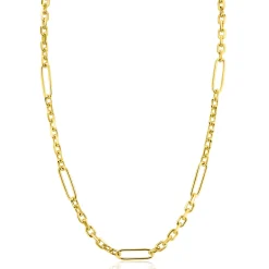 Outlet Zinzi gold plated zilveren schakelketting met vijf lange ovale schakels 5,5mm breed 43-47cm ZIC2711G
