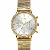Clearance Zinzi horloge CHRONOGRAPH 36mm stopwatch zilverkleurige wijzerplaat, geelgoudkleurige stalen kast met crystals, geelgoudkleurige stalen mesh band 18mm ZIW1633