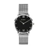 Best Zinzi Lady Crystal horloge zwarte wijzerplaat en kast stalen mesh band, witte crystals bij uuraanduiding, 28mm extra dun ZIW629M