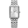 Online Zinzi Lucia horloge 28mm rechthoekige kast, bezet met witte zirkonia's en zilverkleurige wijzerplaat, stalen schakelband ZIW2302