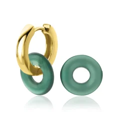 Best Zinzi oorbedels rond 12mm groen agaat ZICH2274G (zonder oorringen)