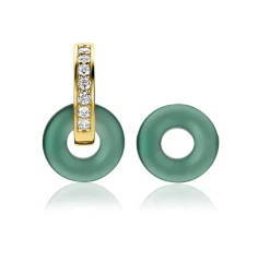Best Zinzi oorbedels rond 12mm groen agaat ZICH2274G (zonder oorringen)