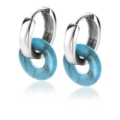 Online Zinzi oorbedels rond 12mm met turquoise howliet edelsteen ZICH2274T (zonder oorringen)