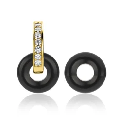 Sale Zinzi oorbedels rond 12mm zwart onyx ZICH2274Z (zonder oorringen)