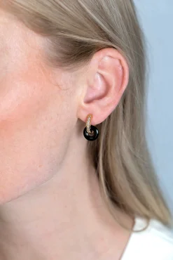 Sale Zinzi oorbedels rond 12mm zwart onyx ZICH2274Z (zonder oorringen)