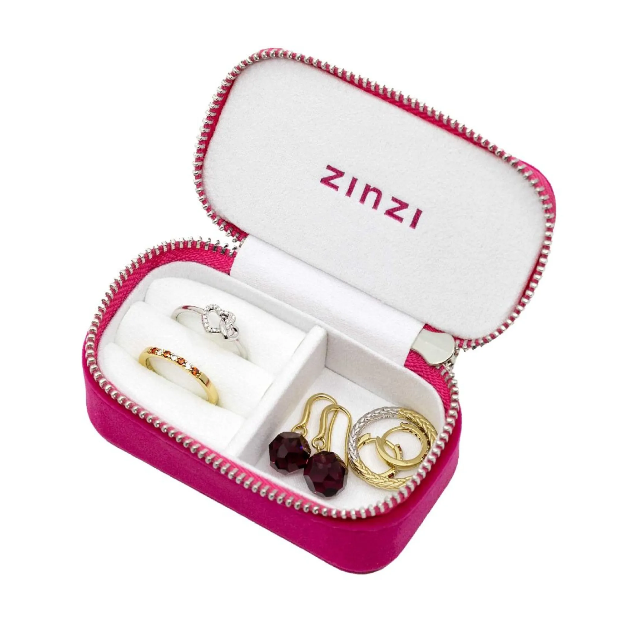 Clearance Zinzi opberg etui in roze suède met ritssluiting, handig formaat ETUI-PINK