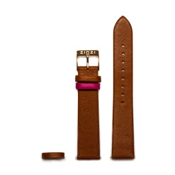 Clearance Zinzi Retro leren horlogeband cognac bruin roségoudkleurige stalen sluiting 18mm RETBAND6
