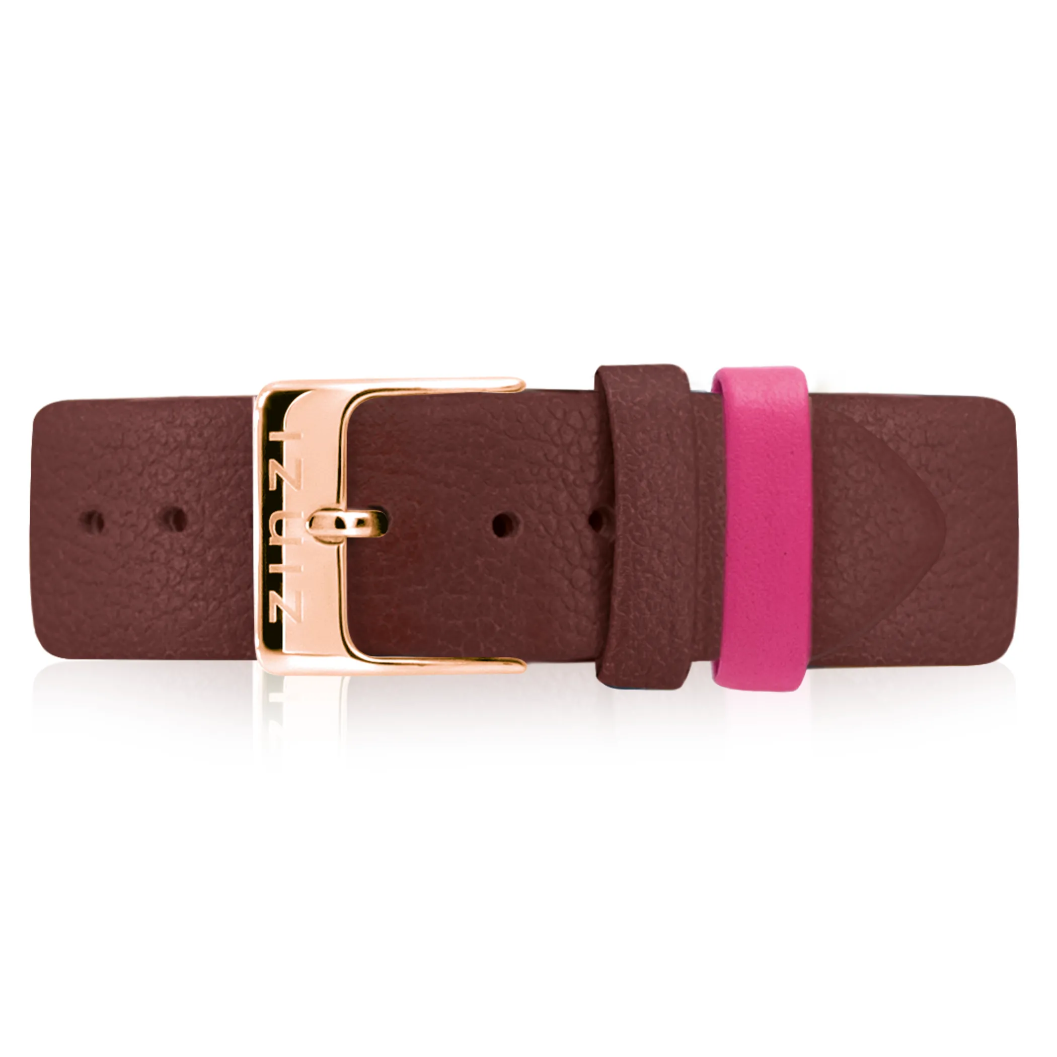 Outlet Zinzi Retro leren horlogeband paars roségoudkleurige stalen sluiting 18mm RETBAND16
