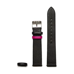 Outlet Zinzi Retro leren horlogeband zwart zilvergekleurde stalen sluiting 18mm RETBAND3