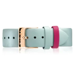 Discount Zinzi Retro leren horlogeband aquablauw roségoudkleurige stalen sluiting 18mm RETBAND24