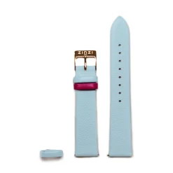 Discount Zinzi Retro leren horlogeband aquablauw roségoudkleurige stalen sluiting 18mm RETBAND24