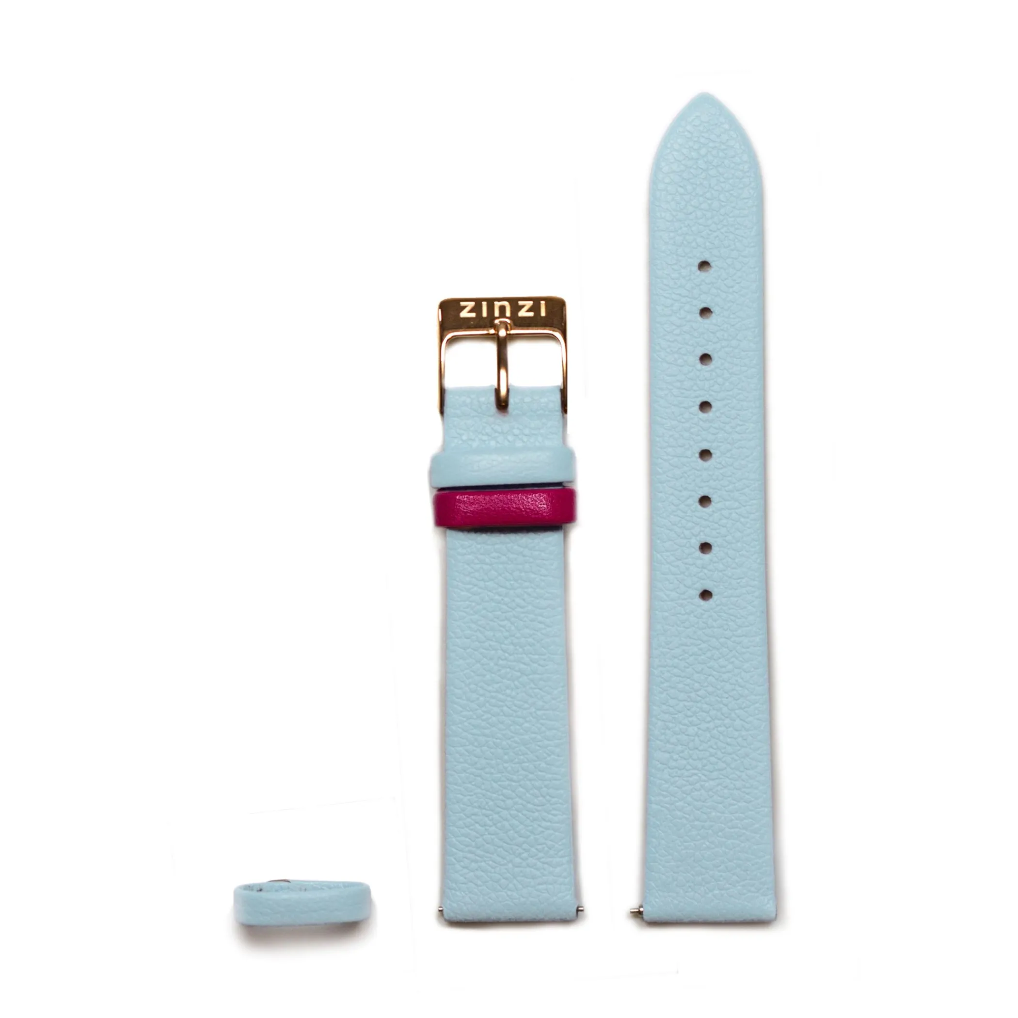 Discount Zinzi Retro leren horlogeband aquablauw roségoudkleurige stalen sluiting 18mm RETBAND24