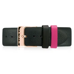 Best Zinzi Retro leren horlogeband zwart roségoudkleurige stalen sluiting 18mm RETBAND4