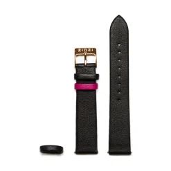 Best Zinzi Retro leren horlogeband zwart roségoudkleurige stalen sluiting 18mm RETBAND4