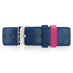 Zinzi Retro leren horlogeband blauw zilvergekleurde stalen sluiting 18mm RETBAND7