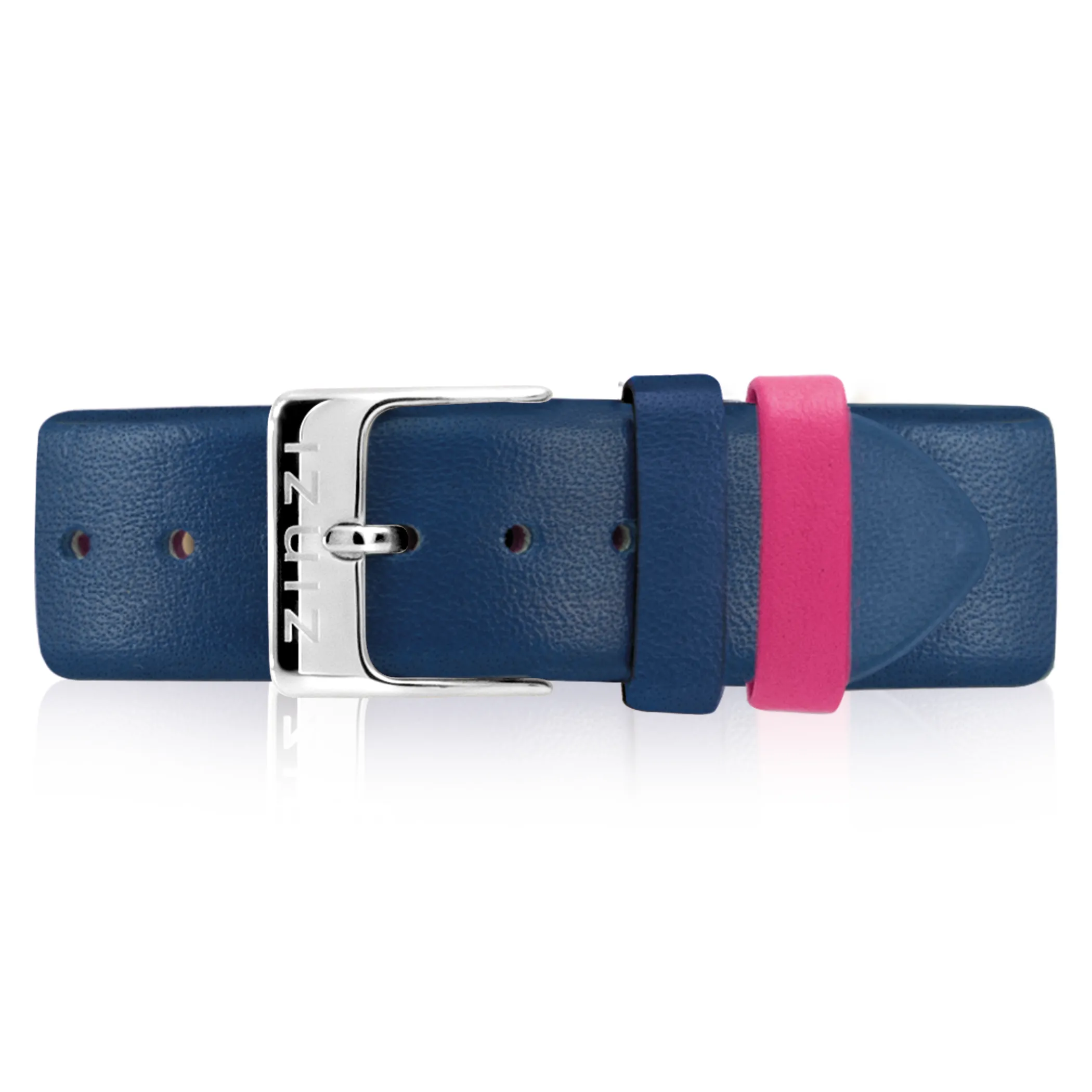 Zinzi Retro leren horlogeband blauw zilvergekleurde stalen sluiting 18mm RETBAND7