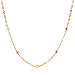 Online Zinzi rosé-plated zilveren gourmet ketting met vijf bolletjes 42–45cm ZIC2714R
