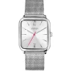 Best Zinzi Square Roman horloge zilvergekleurde wijzerplaat en rechthoekige kast stalen mesh band 32mm extra dun ZIW802M