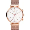 Hot Zinzi Traveller horloge witte wijzerplaat en roségoudkleurige kast stalen mesh band roségoudkleurig 39mm dual time ZIW708M