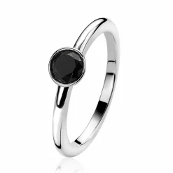 Discount Zinzi zilveren aanschuifring rond zwart ZIR1298Z