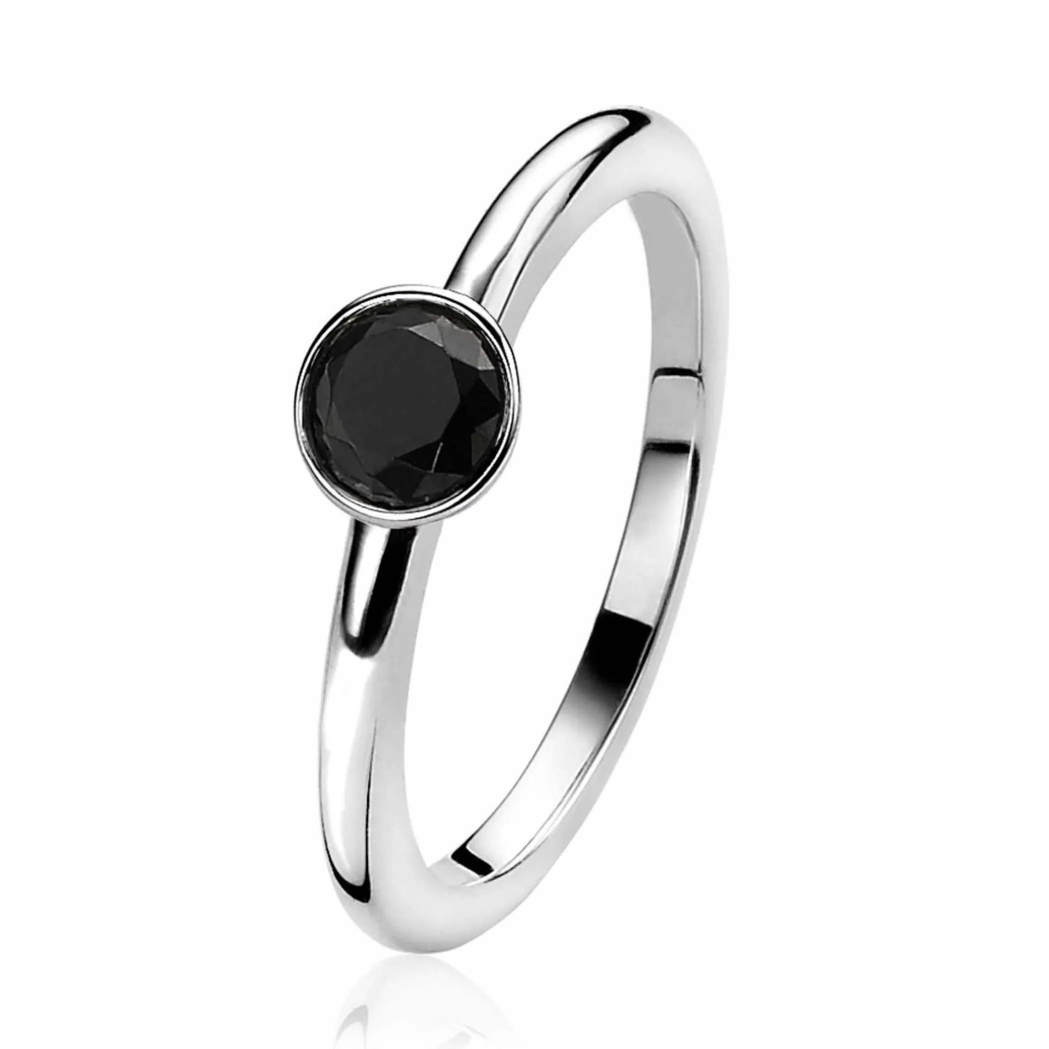 Discount Zinzi zilveren aanschuifring rond zwart ZIR1298Z