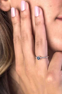 Discount Zinzi zilveren aanschuifring rond zwart ZIR1298Z
