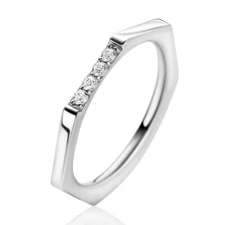 Discount Zinzi zilveren aanschuifring zeshoek gladde buis 2mm bezet met witte zirconia's ZIR2492