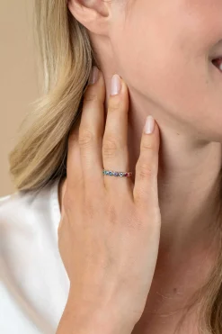 Online Zinzi zilveren aanschuifring met regenboog kleurstenen in ronde kastzettingen 3mm breed ZIR2599