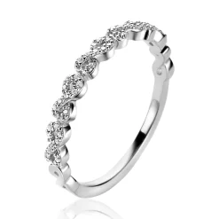 Clearance Zinzi zilveren aanschuifring met sierlijke Infinity schakels, bezet met witte zirconia's 2,8mm breed ZIR2500Z