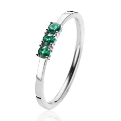 New Zinzi zilveren aanschuifring chaton gezet groen ZIR2127G