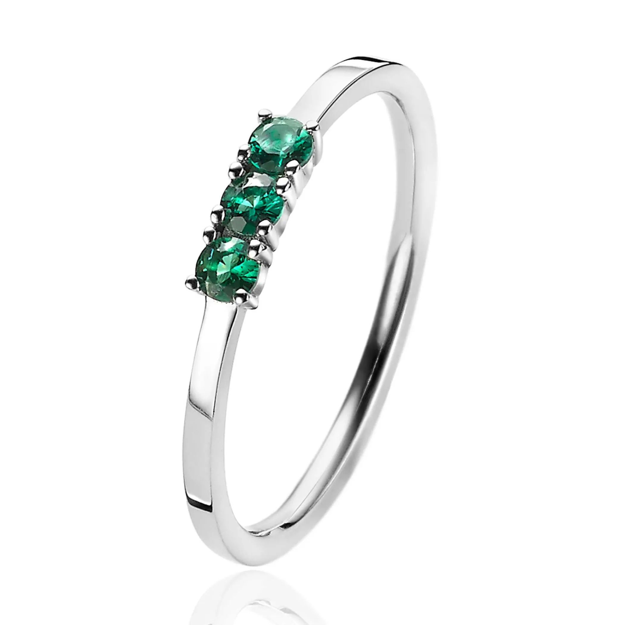 New Zinzi zilveren aanschuifring chaton gezet groen ZIR2127G