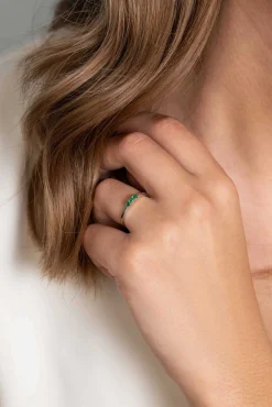 New Zinzi zilveren aanschuifring chaton gezet groen ZIR2127G