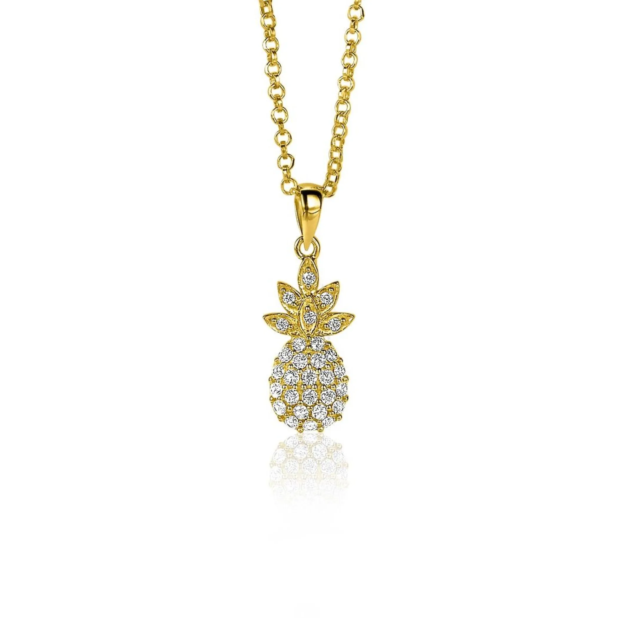Sale Zinzi zilveren ananas hanger 14K geel verguld wit 18mm ZIH2084 (zonder collier)