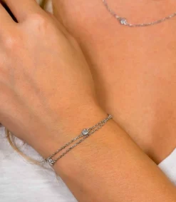 Best Zinzi zilveren armband dubbel hartje wit ZIA1721