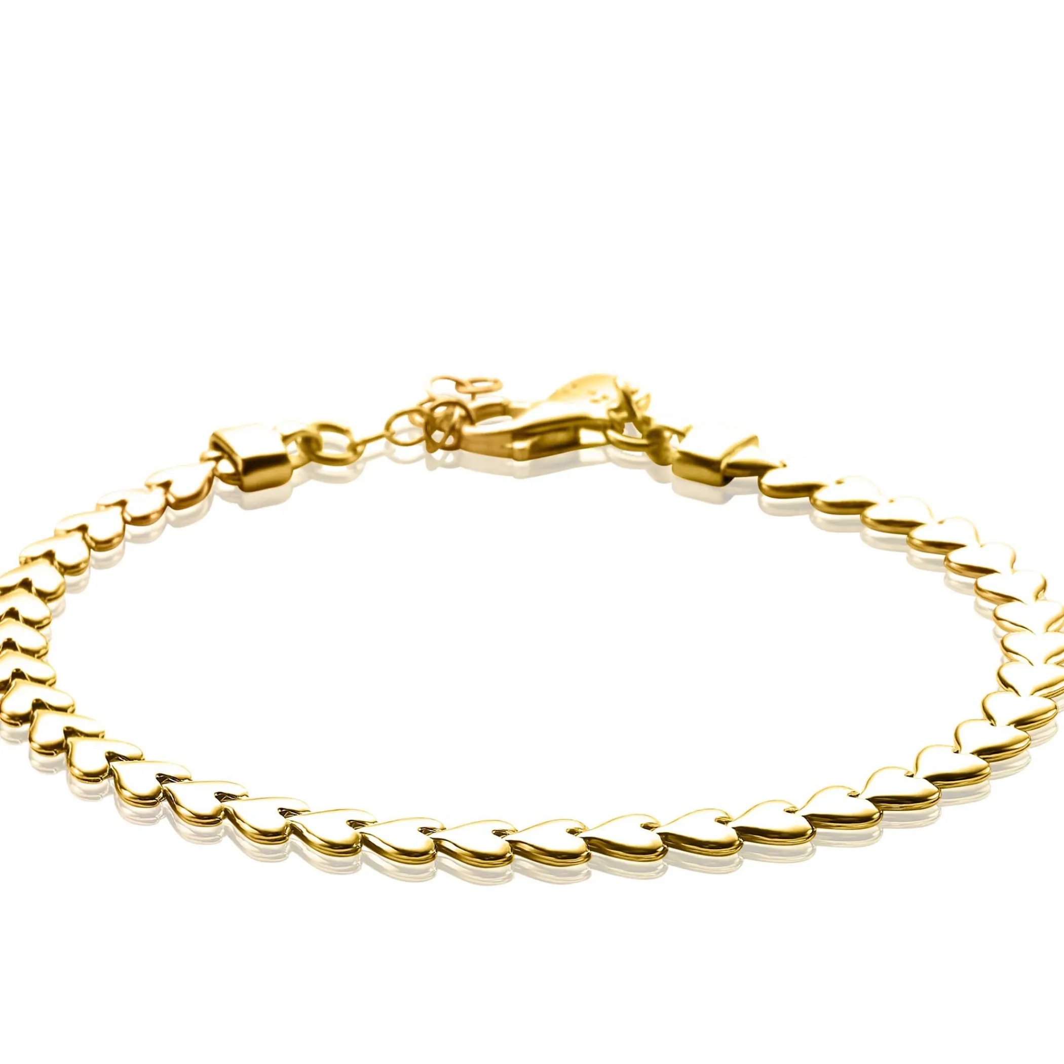 Hot Zinzi zilveren armband geel verguld hartjes 4,5mm breed ZIA1798G