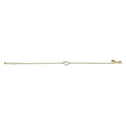 Sale Zinzi zilveren armband geel verguld met open hartje ZIA1420G