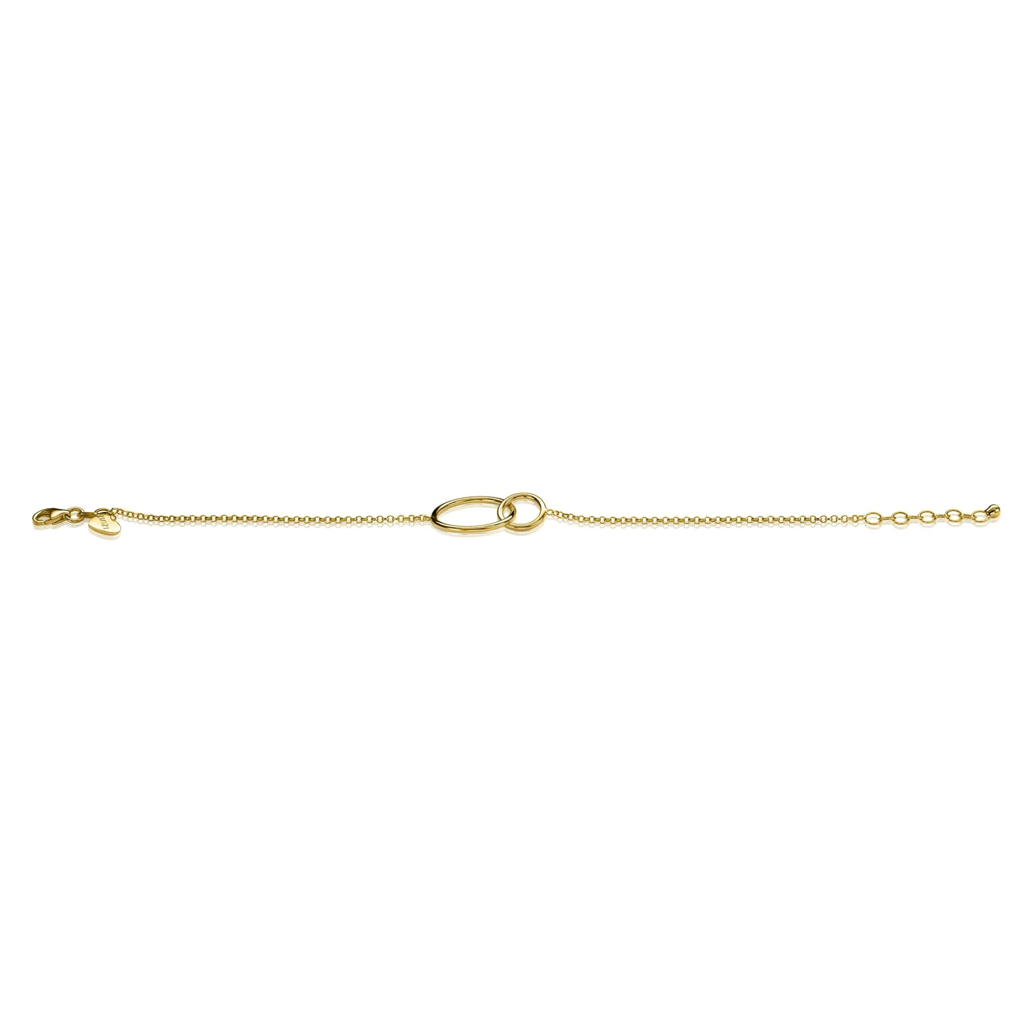 Outlet Zinzi zilveren armband geel verguld ronde vormen 16-19cm ZIA1278G