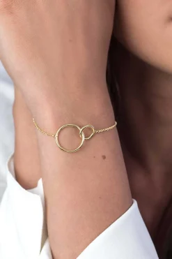 Outlet Zinzi zilveren armband geel verguld ronde vormen 16-19cm ZIA1278G