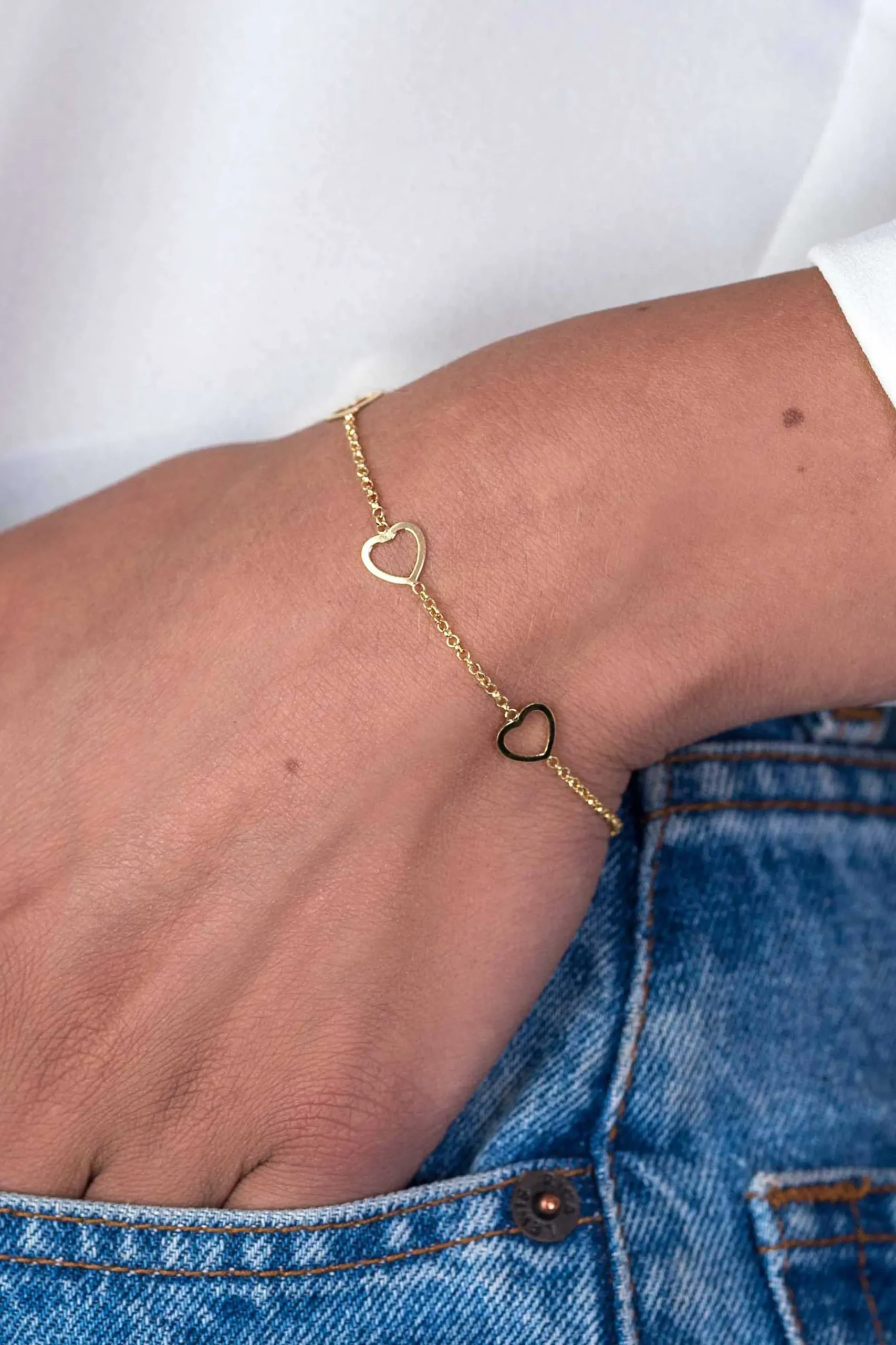 Online Zinzi zilveren armband geel verguld hart 17-20cm ZIA1188G