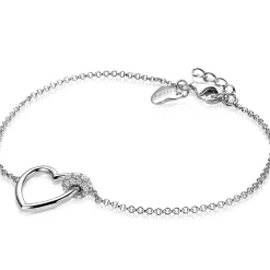 Best Zinzi zilveren armband hartje bol wit ZIA1755
