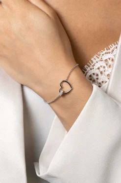 Best Zinzi zilveren armband hartje bol wit ZIA1755
