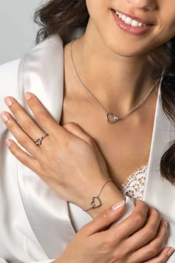 Best Zinzi zilveren armband hartje bol wit ZIA1755
