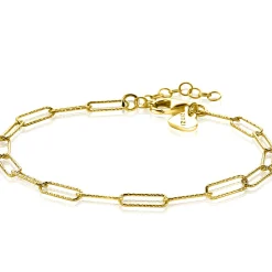 Best Zinzi zilveren armband in 14K geel verguld met trendy paperclip schakels van 3,4mm breed ZIA1992G