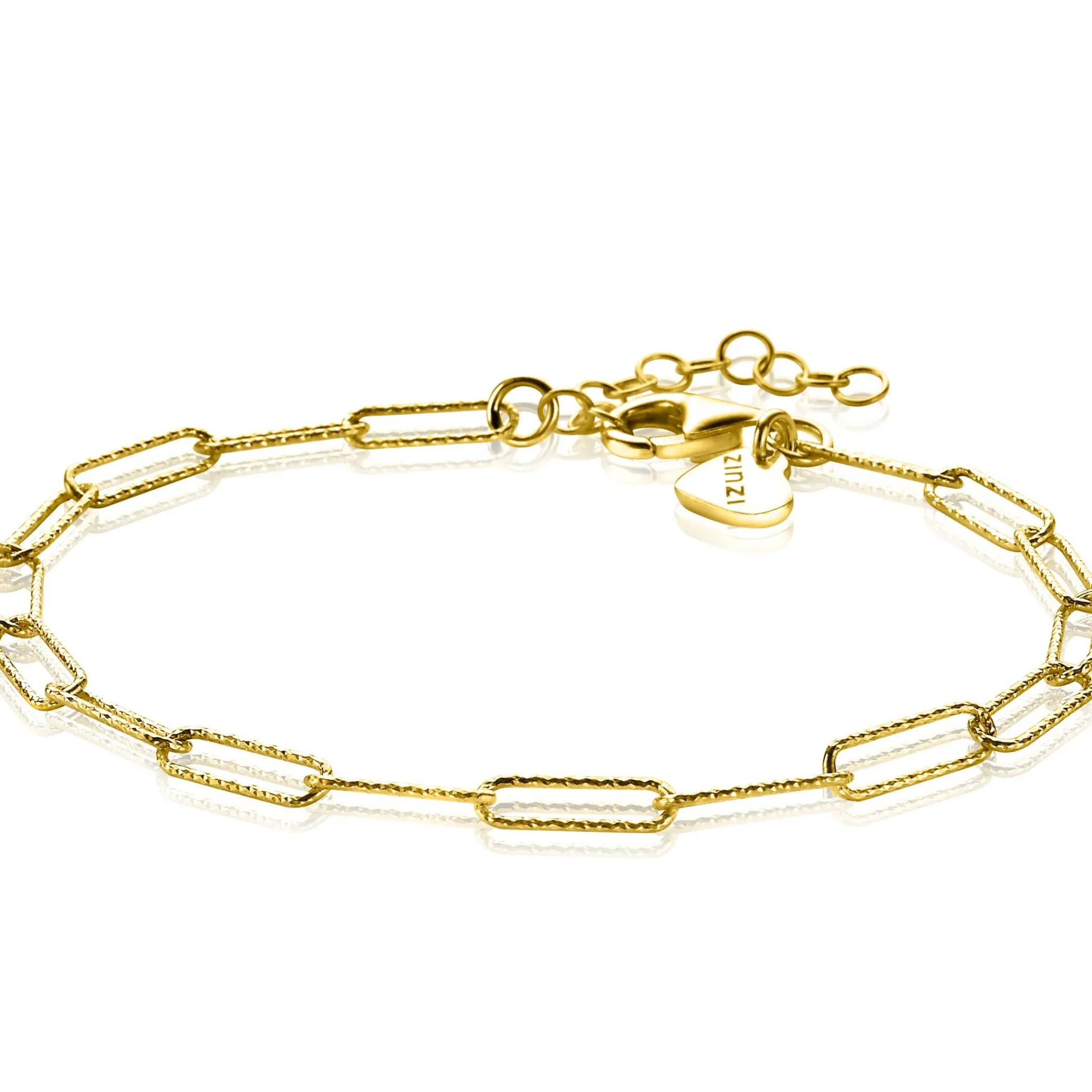 Best Zinzi zilveren armband in 14K geel verguld met trendy paperclip schakels van 3,4mm breed ZIA1992G