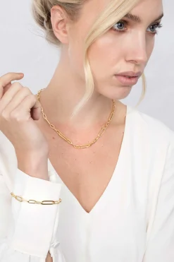 Clearance Zinzi zilveren armband in 14K geel verguld met ovale closed for ever schakels 6mm breed ZIA1990G